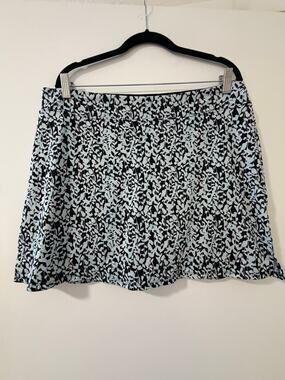 Tranquility by Colorado Clothing Skort XL Black Mint Leaf Print Golf Tennis